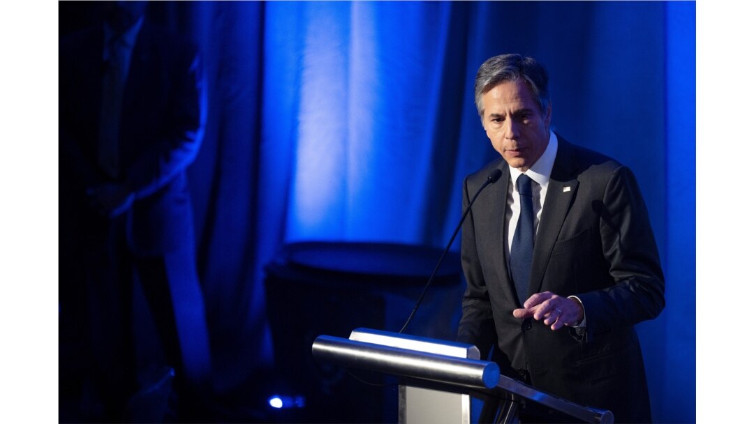 U.S. Secretary of State Antony Blinken delivers remarks at the National Security Commission on Artificial Intelligence Global Emerging Technology Summit in Washington, July 13, 2021.