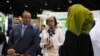 Mswati III, King of Swaziland (L) tours the exhibition hall during the first day of the World Energy Forum at the Dubai World Trade Centre, Oct. 22, 2012. 