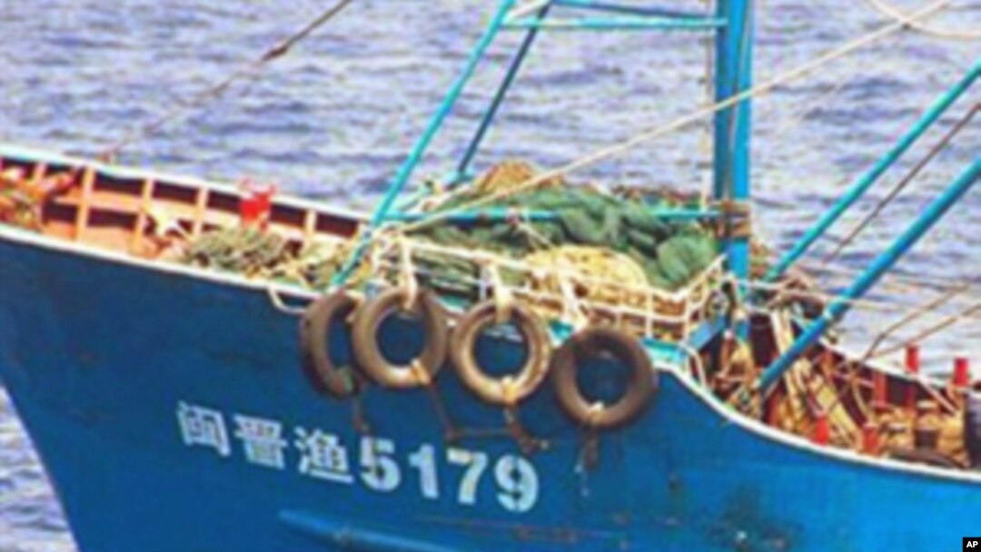 A handout picture released from Japan Coast Guard on 8 Sept. 2010 shows a Chinese fishing boat, which was seized by Japan Coast Guard's patrol boat near a disputed island a day before.