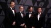 John Lynch (from left), Mark Tucker, Jeff Lait and Cristin Barghiel, recipients of Scientific and Engineering Award for Houdini visual effects and animation system, pose at the Scientific and Technical Awards presented by the Academy of Motion Picture Art and Sciences in Beverly Hills, California, Feb. 10, 2018. 