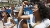 Protesters chant as they call for the release of Bertha Avila Medrano, in jail and is facing deportation on immigration charges by Immigration and Customs Enforcement, Phoenix, Arizona, May 29, 2013.