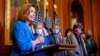 House Speaker Nancy Pelosi of California speaks before signing a House continuing resolution to keep funding the government, Sept. 30, 2021, on Capitol Hill in Washington.