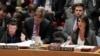 Nikki Haley, right, U.S. ambassador to the United Nations, speaks during a Security Council meeting at United Nations headquarters, April 13, 2018.