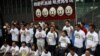 泛民發起“雞蛋抗高牆，絕食為普選”的絕食行動(美國之音海彥拍攝)
