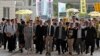 2019年4月9日，占中九子抵达香港西九龙裁判法院，(右起)邵家臻、李永达、黃浩铭、戴耀廷、陈建民、朱耀明、陈淑庄、锺耀华以及张秀贤