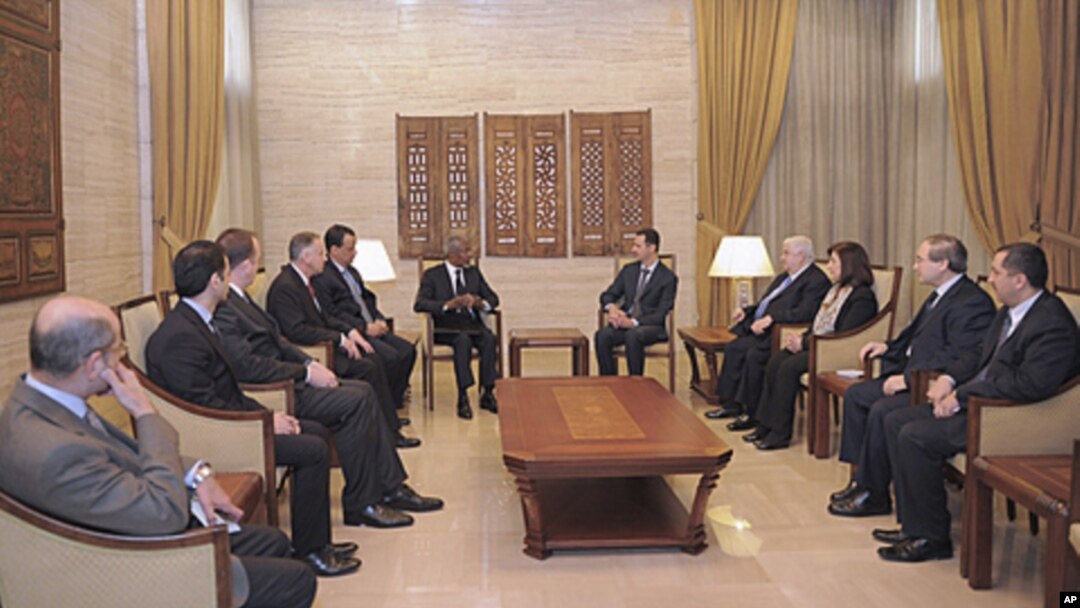 Kofi Annan Damashqda Suriya prezidenti Bashar al-Assad bilan uchrashmoqda, 10-mart, 2012-yil.
