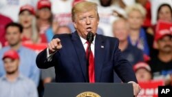 President Donald Trump speaks to supporters where he formally announced his 2020 re-election bid, June 18, 2019, in Orlando, Florida.