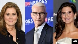 Erin Burnet, Anderson Kuper i Kejtlin Kolins, voditelji emisija u udarnom večernjem terminu na CNN-u. (Foto: AP)
