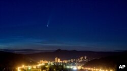 The Comet Neowise is seen above Salgotarjan, Hungary, July 10, 2020. 
