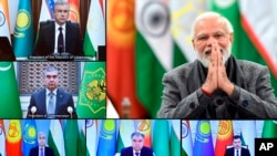 Hindiston Bosh vaziri Narendra Modi Markaziy Osiyo liderlari bilan virtual muzokarada. Dehli, 27-yanvar, 2022.
