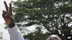 Ivory Cost President Laurent Gbagbo at a rally in Abidjan, 26 Nov. 2010
