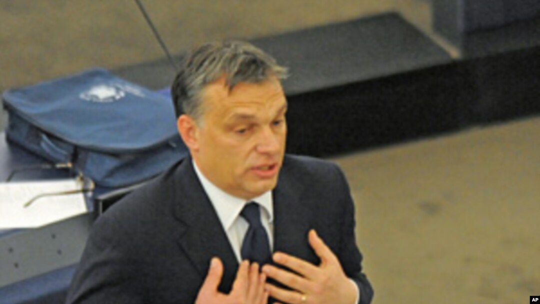 Hungary's PM Viktor Orban addresses the European Parliament in Strasbourg, Jan. 18, 2012